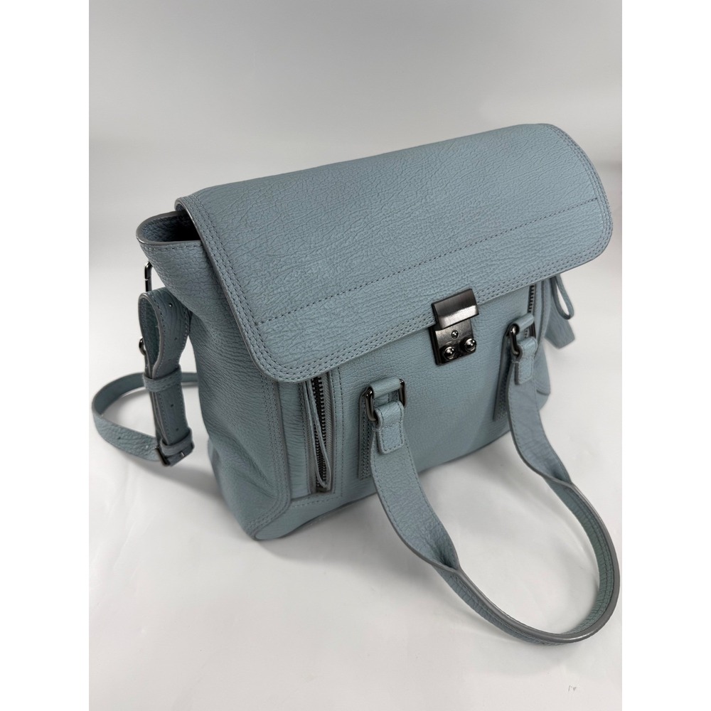 3.1 Phillip Lim Pashli Medium Satchel Light Blue Pebbled Leather AR13-0179SKC
